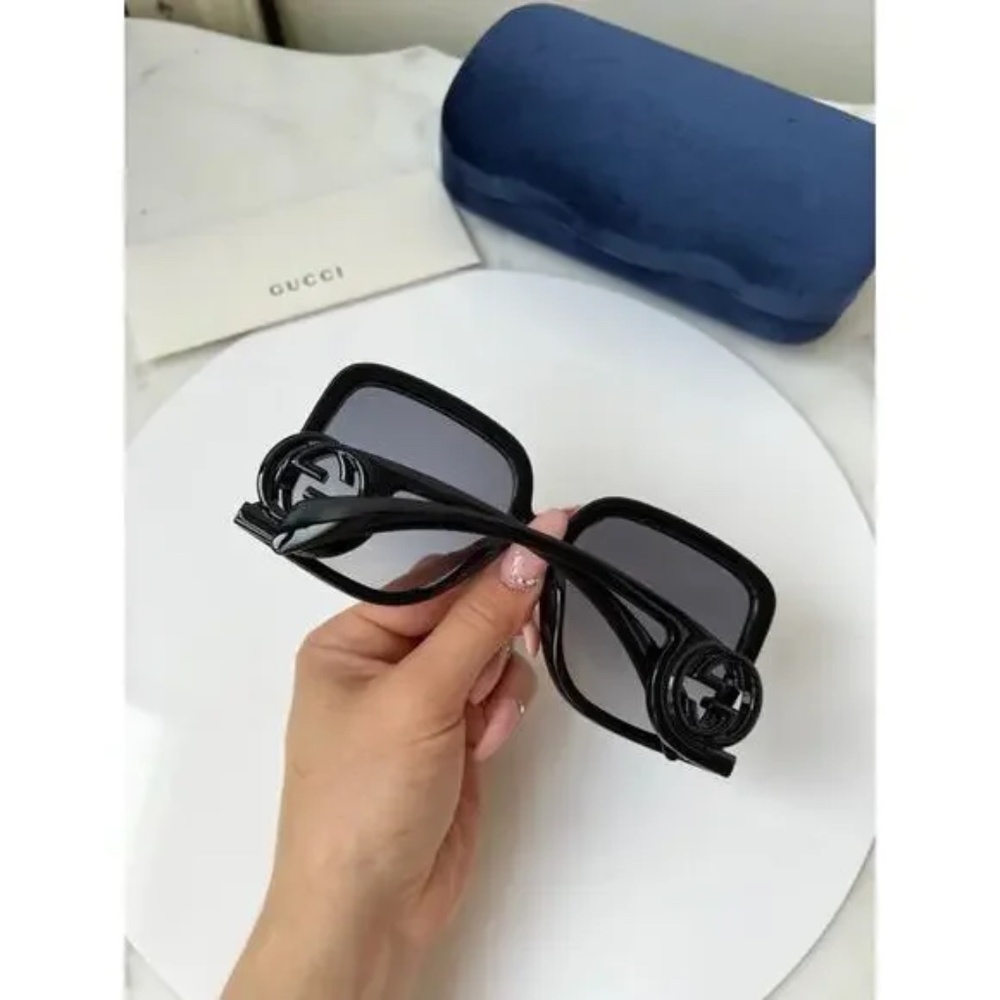 GUCCI OVERSIZED SQUARE SUNGLASSES IN BLACK NWT - Picture 6 of 15